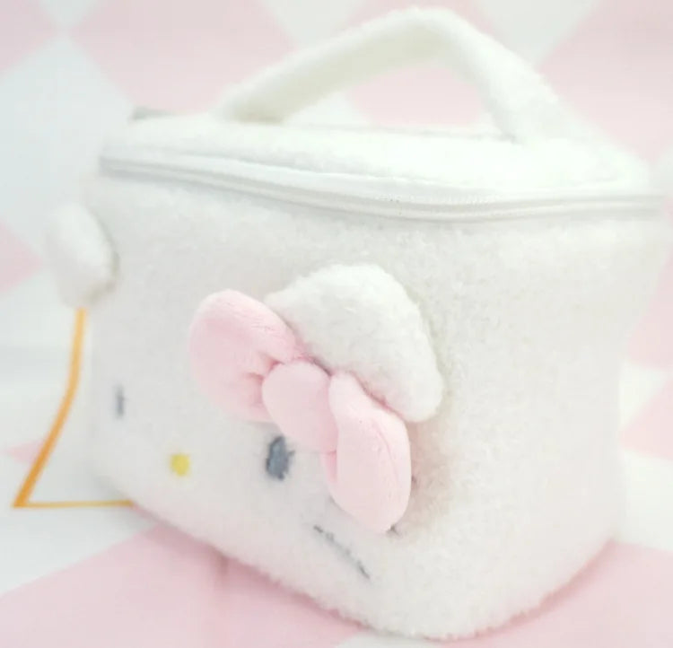 Sanrio Hello Kitty Plush Cosmetic Bag Cute Kuromi My Melody Zipper Large  Women Travel Make Up Toiletry Bag Washing Pouch Pouch