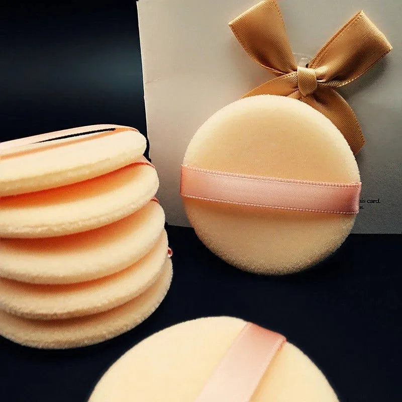 5pcs Round Facial Powder Foundation Puff ,Portable Soft Cosmetic Puff For Makeup Application, Beauty Tool Essential Make Up