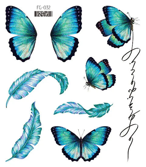 Purple Fairy Butterfly Tattoo Stickers Waterproof Eyes Face Stickers Glitters Body Art Fake Tattoos Dance Music Festival Make Up