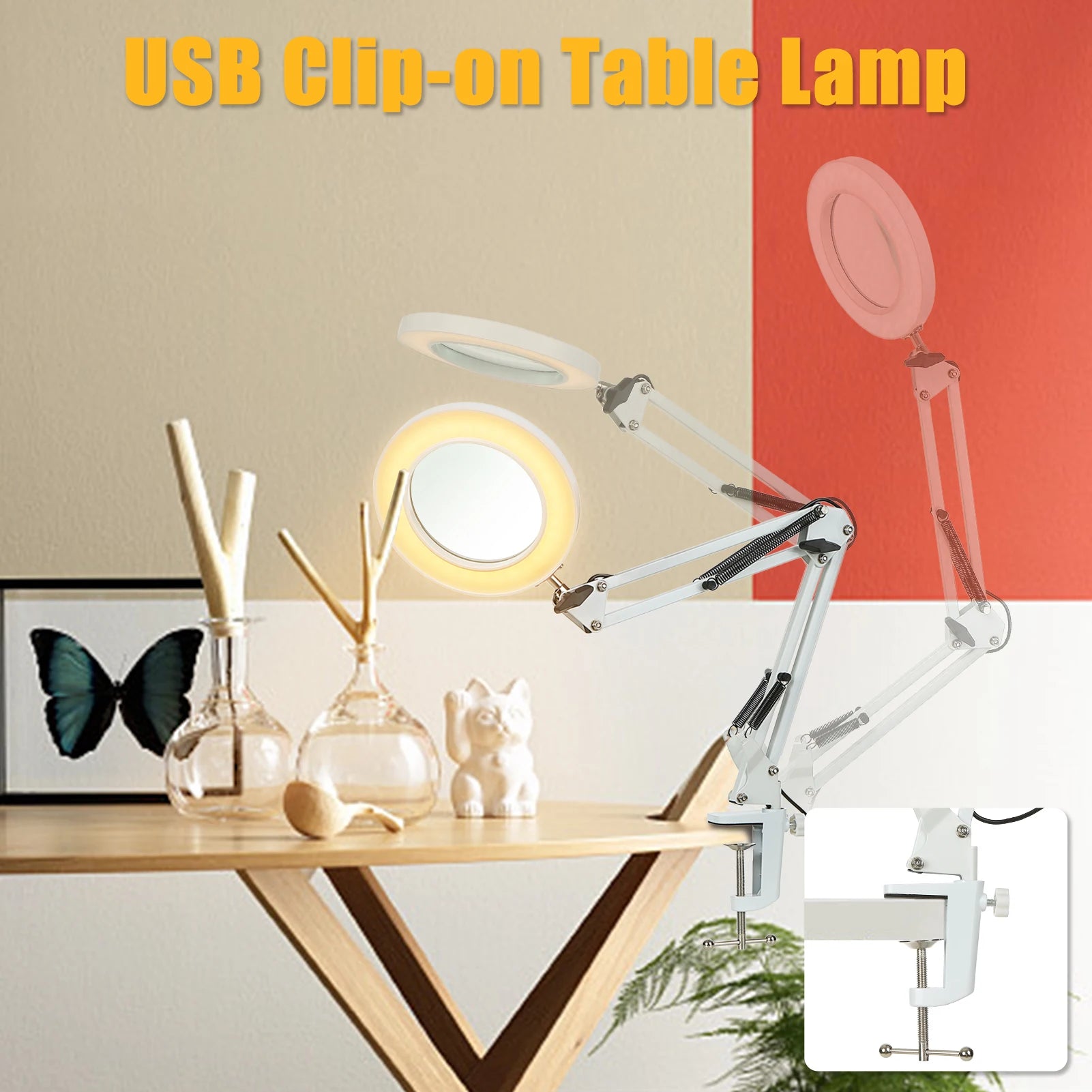 72LED 8X/10X NEW Illuminated Magnifier USB 3 Colors LED Magnifying Glass for Soldering Iron Repair/Table Lamp/Skincare Beauty