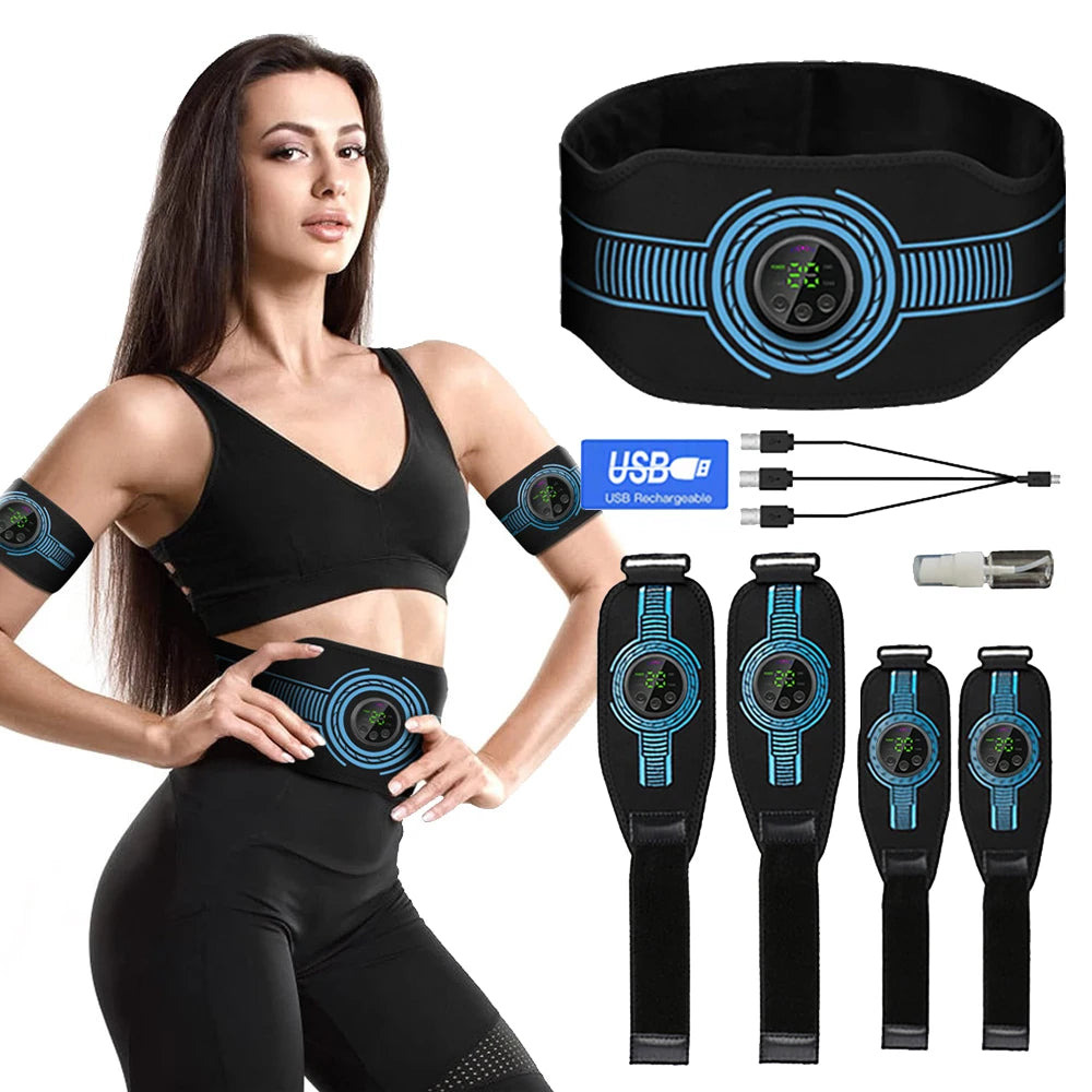 EMS Abdominal Toning Belt Abs Muscle Trainer USB ReCharge Muscle Toner Body Waist Belly Massager Weight Loss Fitness Equiment