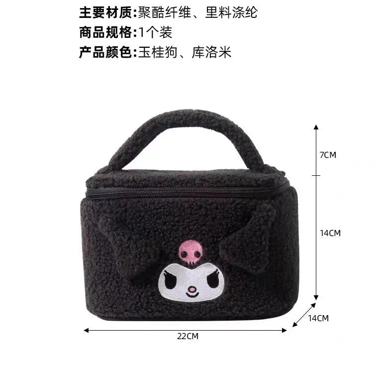 Sanrio Hello Kitty Plush Cosmetic Bag Cute Kuromi My Melody Zipper Large  Women Travel Make Up Toiletry Bag Washing Pouch Pouch