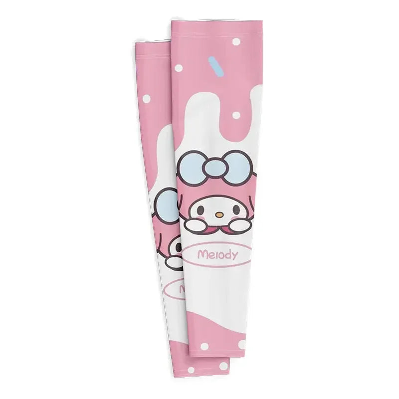Sanrio Anime Hello Kitty 1Pair Kids Arm Sleeves Sun Protection Cooling UV Protection Sleeves Anti-Slip Ice Silk Arm Covers Gift