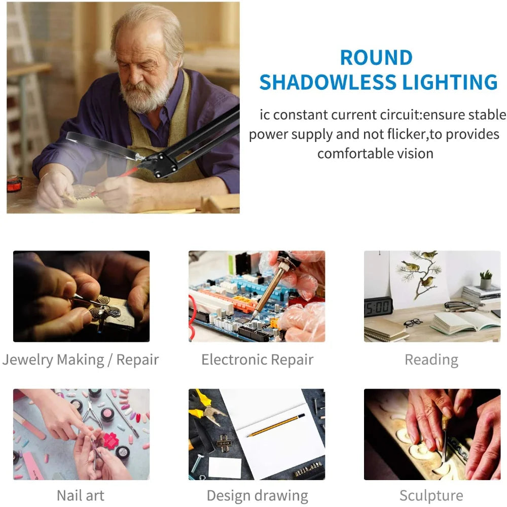 72LED 8X/10X NEW Illuminated Magnifier USB 3 Colors LED Magnifying Glass for Soldering Iron Repair/Table Lamp/Skincare Beauty