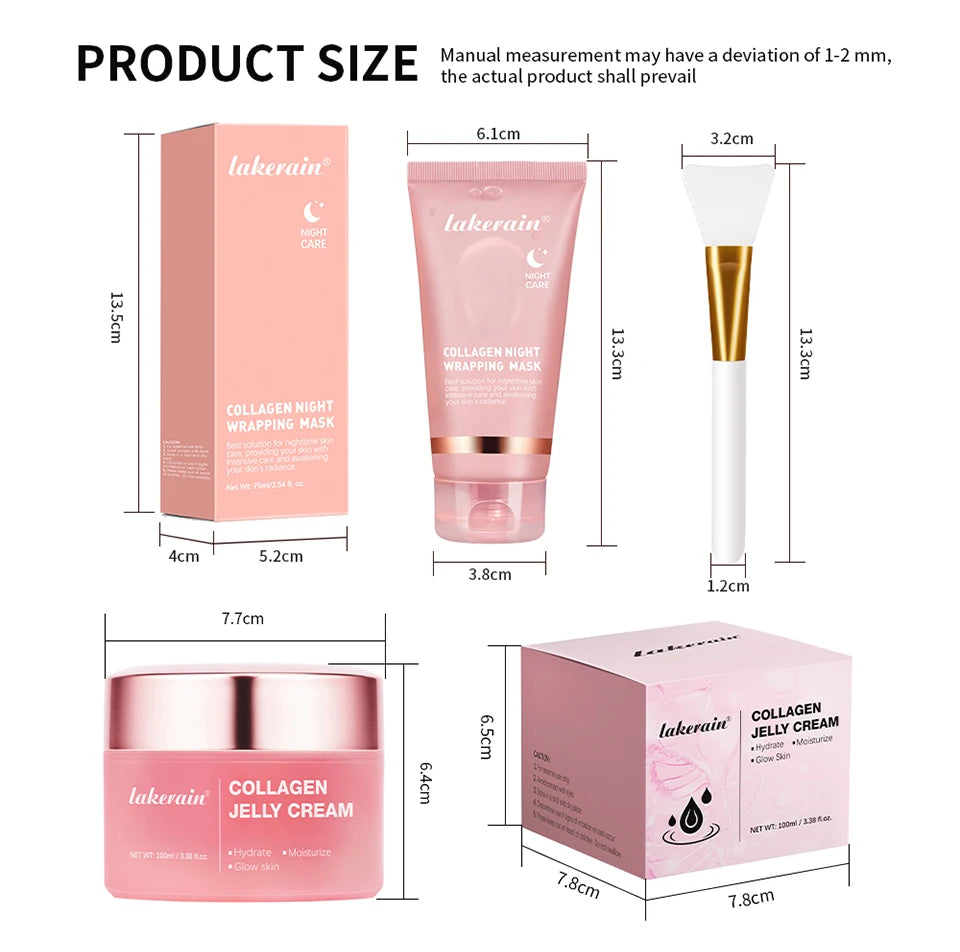 Lakerain Collagen Peeling Mask Rejuvenating Hydrolyzed Deeply Nourish Tighten Moisturizing Collagen Jelly Cream Set With Brush