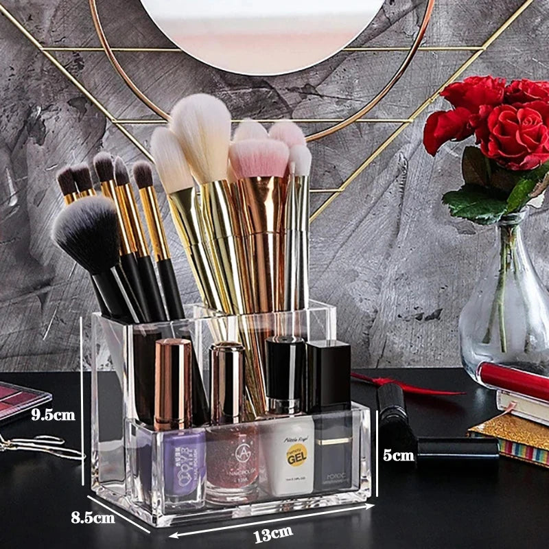 Lipstick Makeup Brush Case,transparent Acrylic Cosmetics Box Make Up Organizer Bucket,desk Pen Holder Jewelry Makeup Storage Box