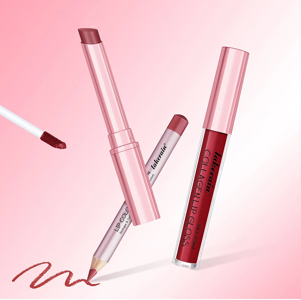 Lip Combo Matte Lipstick + Lip Liner Pen Lip Gloss Set Hydrating Matte Waterproof Long Lasting Lip lipstick set Lip Makeup Set