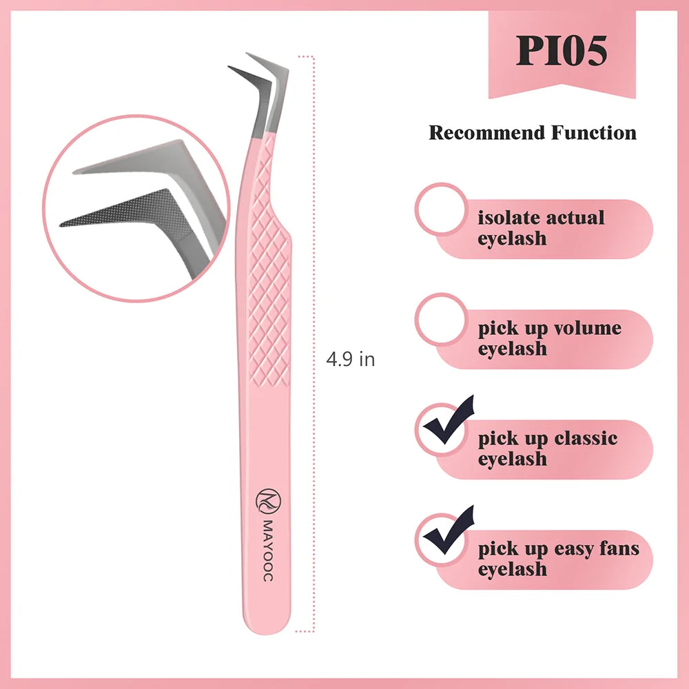 Eyelash Extensions Tweezers  With Fiber Tips Lash Artists High Precision Superhard Anti-Static Tweezer Makeup Tools Custom Logo