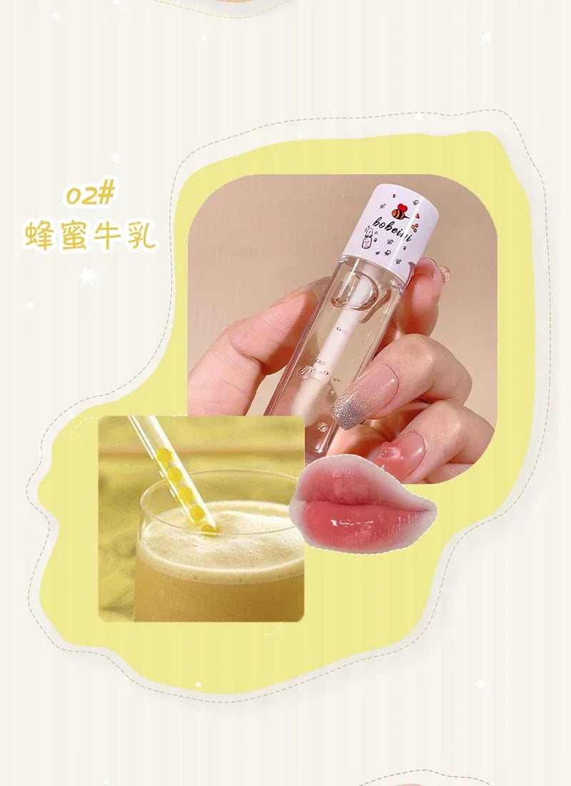Peach Milk Lip Oil, Bee Lip Balm, Moisturizing Lip Balm, Soothing and Hydrating Lip Oil, Easily Repairs Dry, Cracked Lips