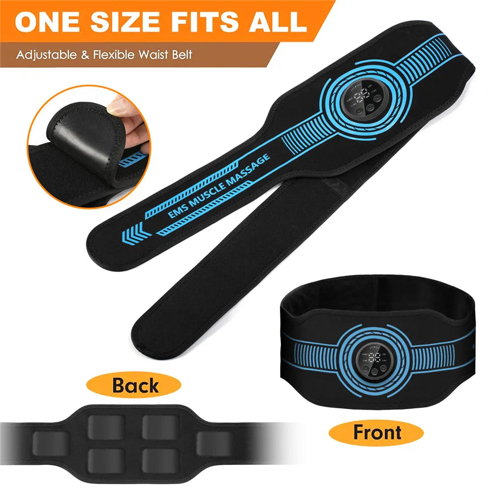 EMS Abdominal Toning Belt Abs Muscle Trainer USB ReCharge Muscle Toner Body Waist Belly Massager Weight Loss Fitness Equiment