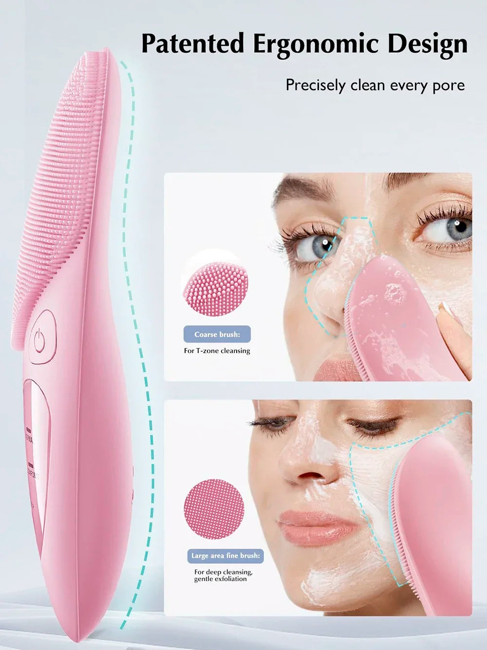 Electric Silicone Cleansing Brush USB Sonic Deep Electric Cleansing Brush Pore Blackhead Remover Double Sided Face Wash Brush