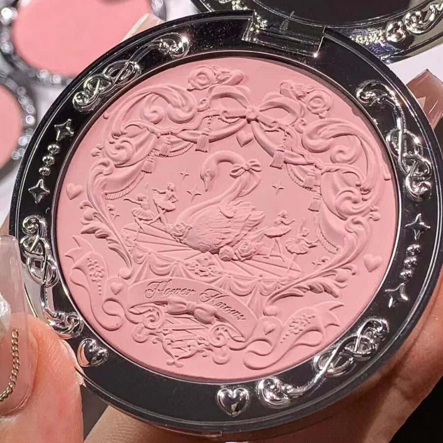 Flower Knows  Embossed Blush Fine Powder Makeup Smooth Long-Lasting Blusher Face Enhancing Makeup Color