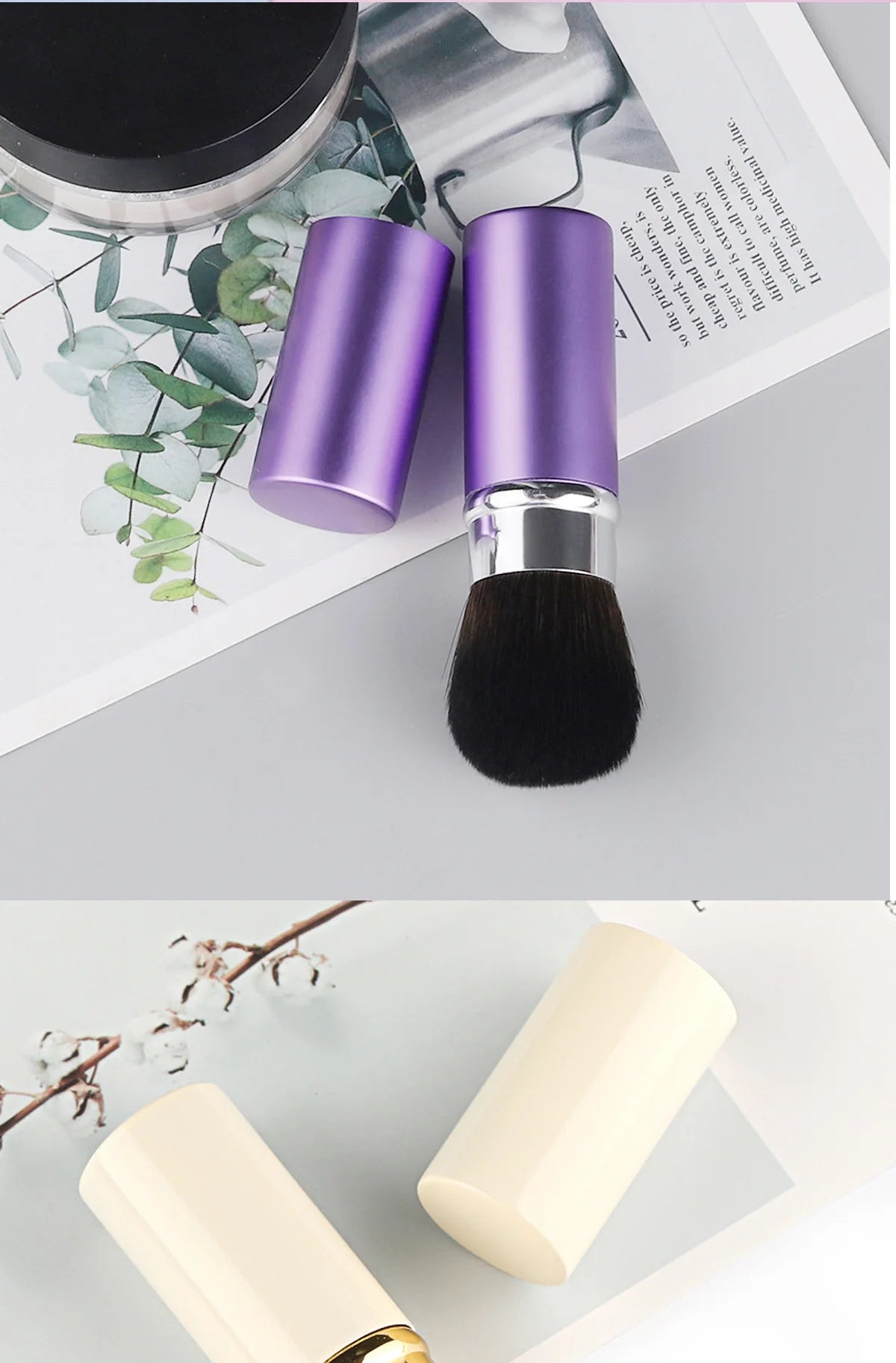 1 Pcs Retractable Makeup Brushes Powder Foundation Blending Blush Brush Make Up Cosmetics Brushes Female Metal Handle Brush