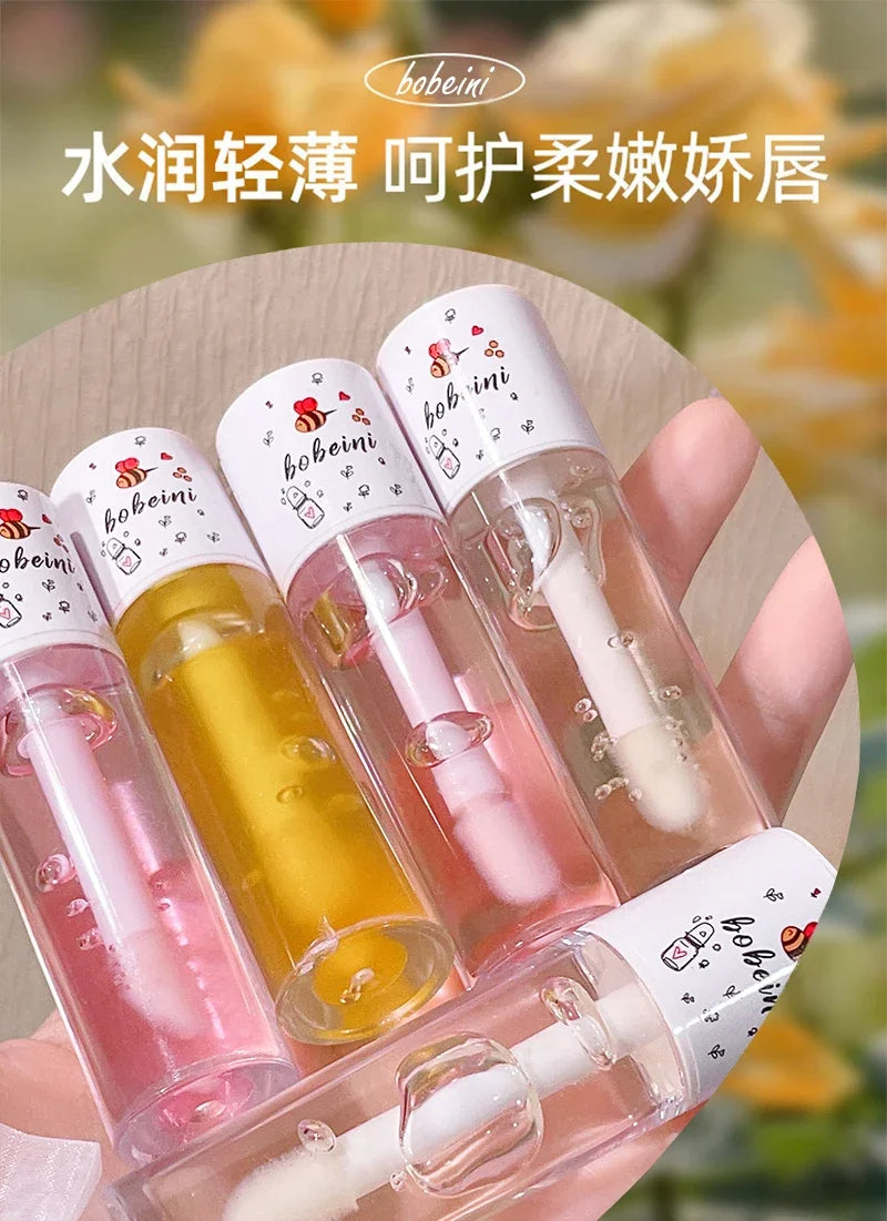 Peach Milk Lip Oil, Bee Lip Balm, Moisturizing Lip Balm, Soothing and Hydrating Lip Oil, Easily Repairs Dry, Cracked Lips
