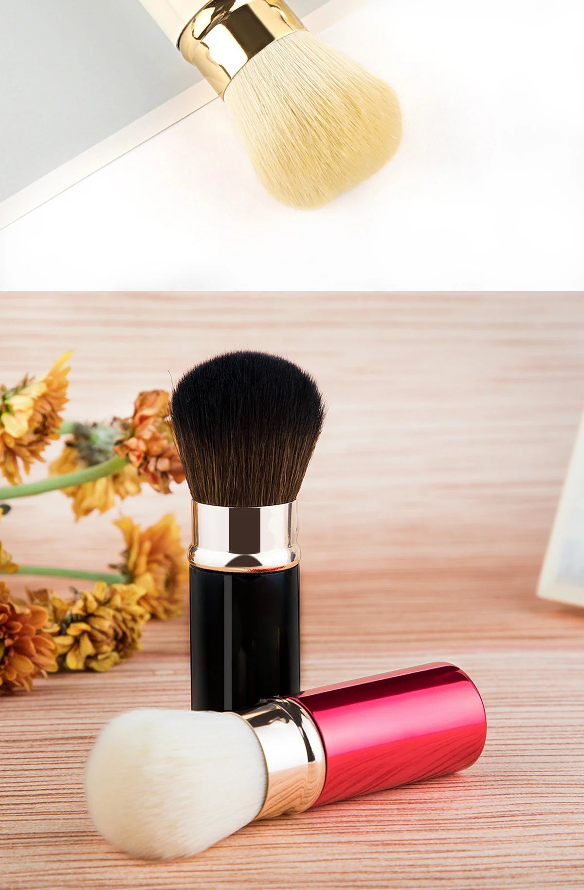 1 Pcs Retractable Makeup Brushes Powder Foundation Blending Blush Brush Make Up Cosmetics Brushes Female Metal Handle Brush