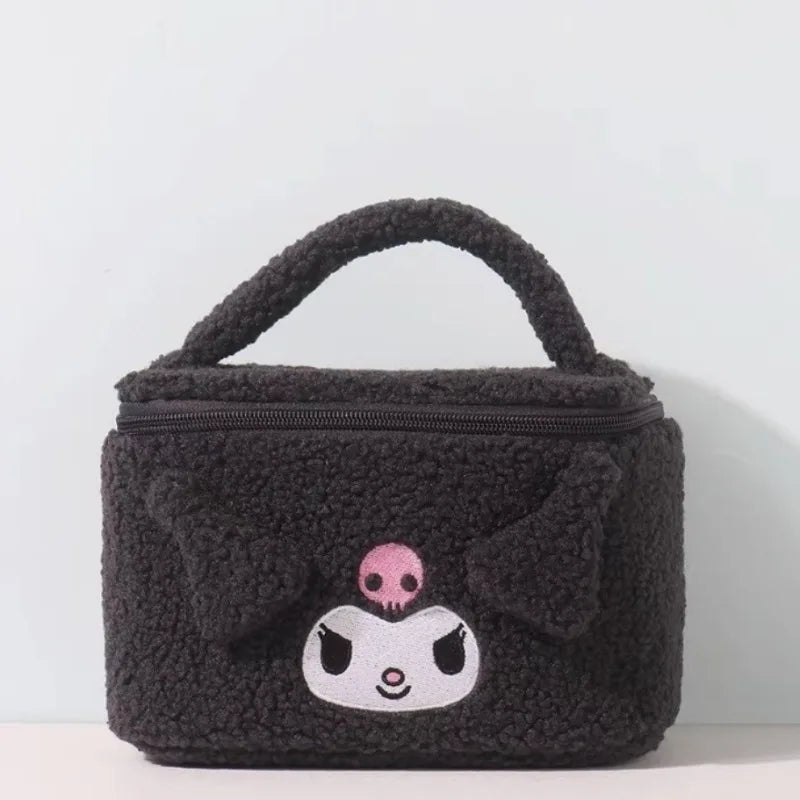 Sanrio Hello Kitty Plush Cosmetic Bag Cute Kuromi My Melody Zipper Large  Women Travel Make Up Toiletry Bag Washing Pouch Pouch