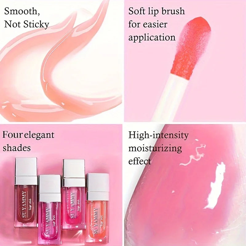 Hydrating Lip Glow Oil, Moisturizing Transparent Plumping Lip Gloss, Tinted for Lip Care and Dry Lip,Ideal Gift For Mother's Day