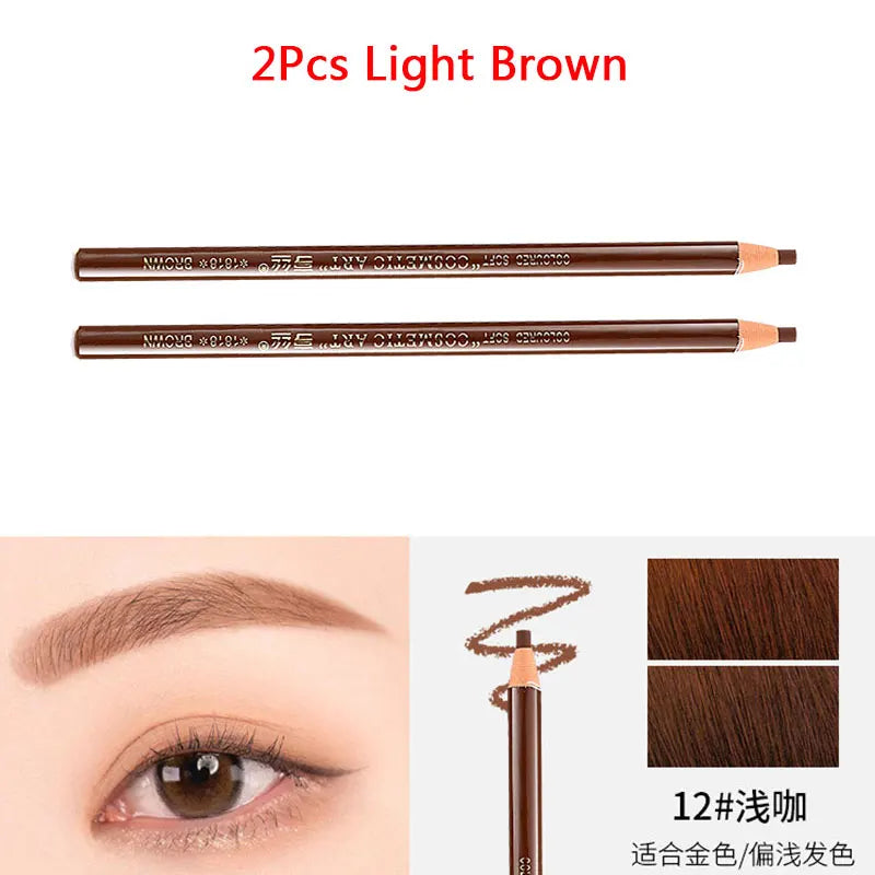 2Pcs Waterproof Eyebrow Pencil Long-lasting 5 Colors Natural Eye Brow Pen Brown Black Enhancer Dye Tint Pen Makeup Tools