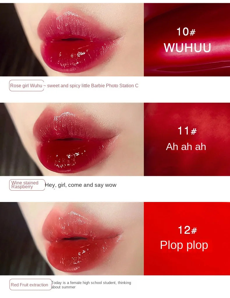 FLORTTE Glow Lip Glaze First Kiss Dew Vitamin Long-Lasting Lip Gloss Lipstick Make Up Mirror Lipgloss