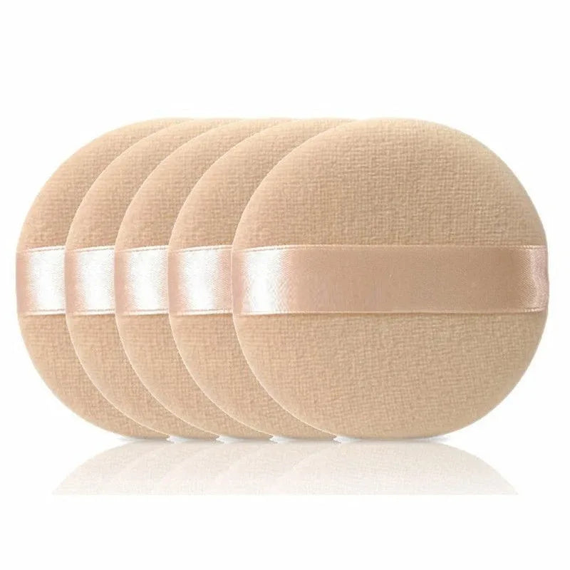 5pcs Round Facial Powder Foundation Puff ,Portable Soft Cosmetic Puff For Makeup Application, Beauty Tool Essential Make Up