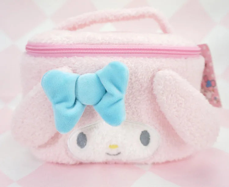 Sanrio Hello Kitty Plush Cosmetic Bag Cute Kuromi My Melody Zipper Large  Women Travel Make Up Toiletry Bag Washing Pouch Pouch