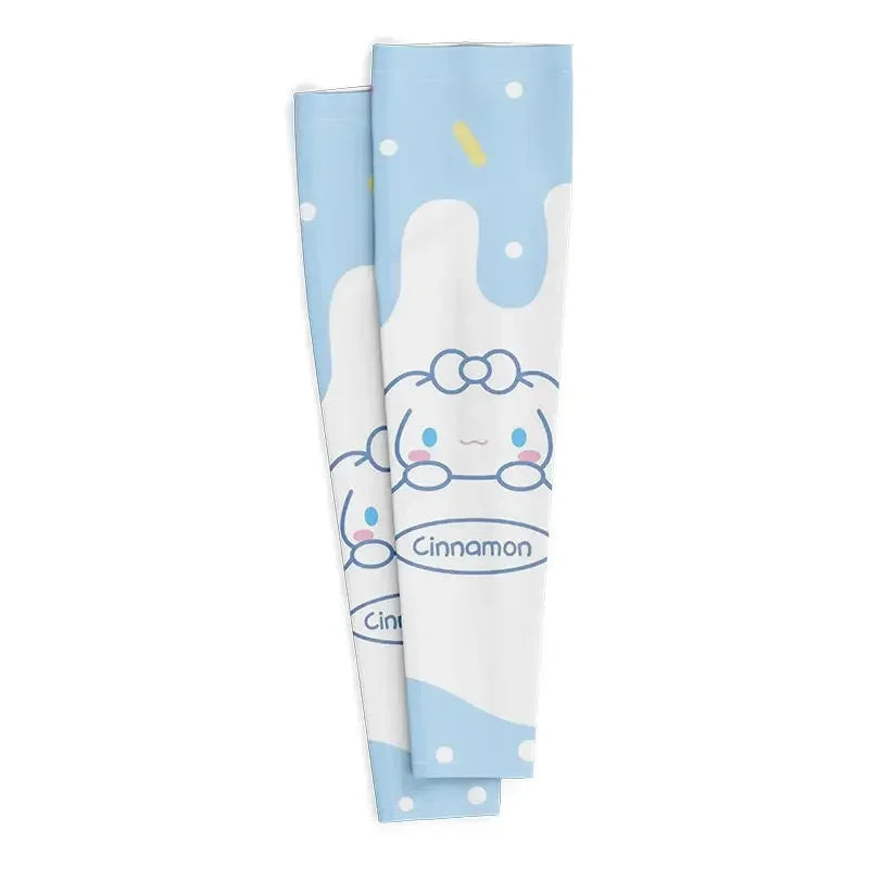 Sanrio Anime Hello Kitty 1Pair Kids Arm Sleeves Sun Protection Cooling UV Protection Sleeves Anti-Slip Ice Silk Arm Covers Gift