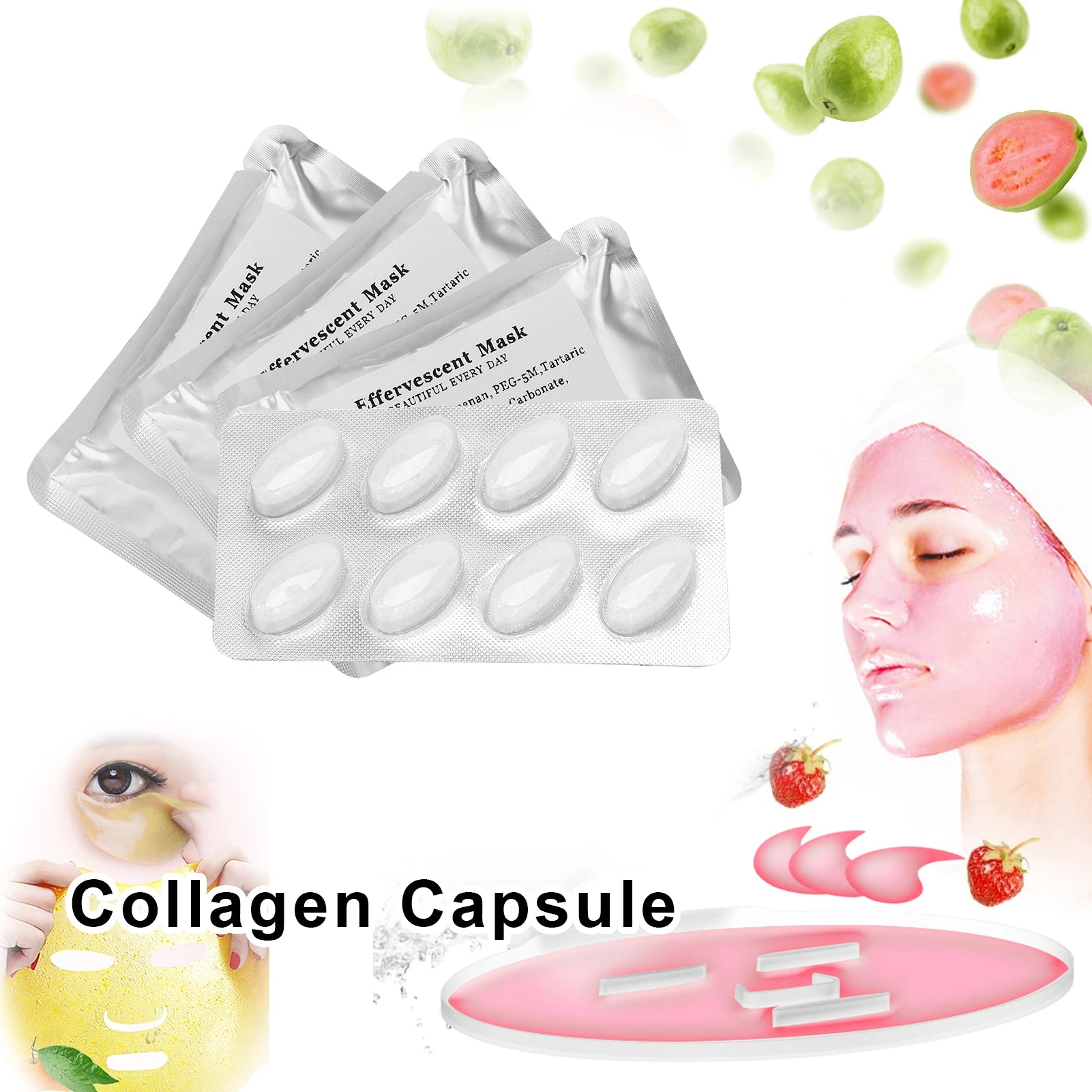 32Pcs Facial Care Collagen Capsule Mask Machine Collagen Capsule Natural Fruit Vegetable Facial Care Mask Maker Accessory