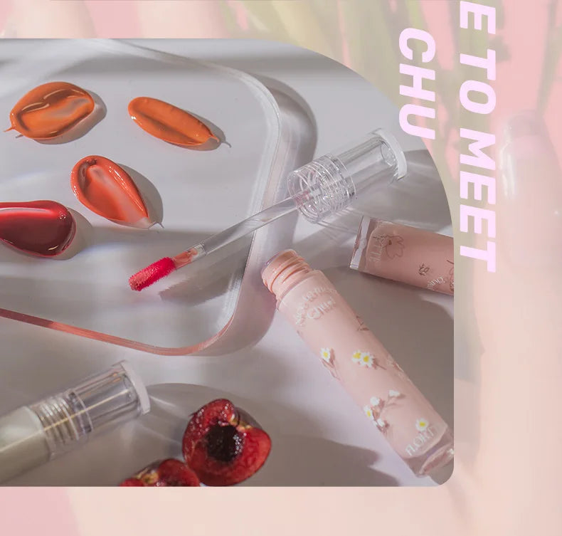 FLORTTE Glow Lip Glaze First Kiss Dew Vitamin Long-Lasting Lip Gloss Lipstick Make Up Mirror Lipgloss