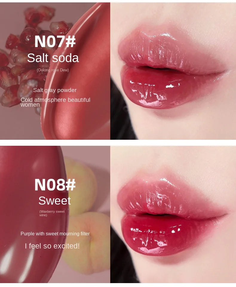 FLORTTE Glow Lip Glaze First Kiss Dew Vitamin Long-Lasting Lip Gloss Lipstick Make Up Mirror Lipgloss