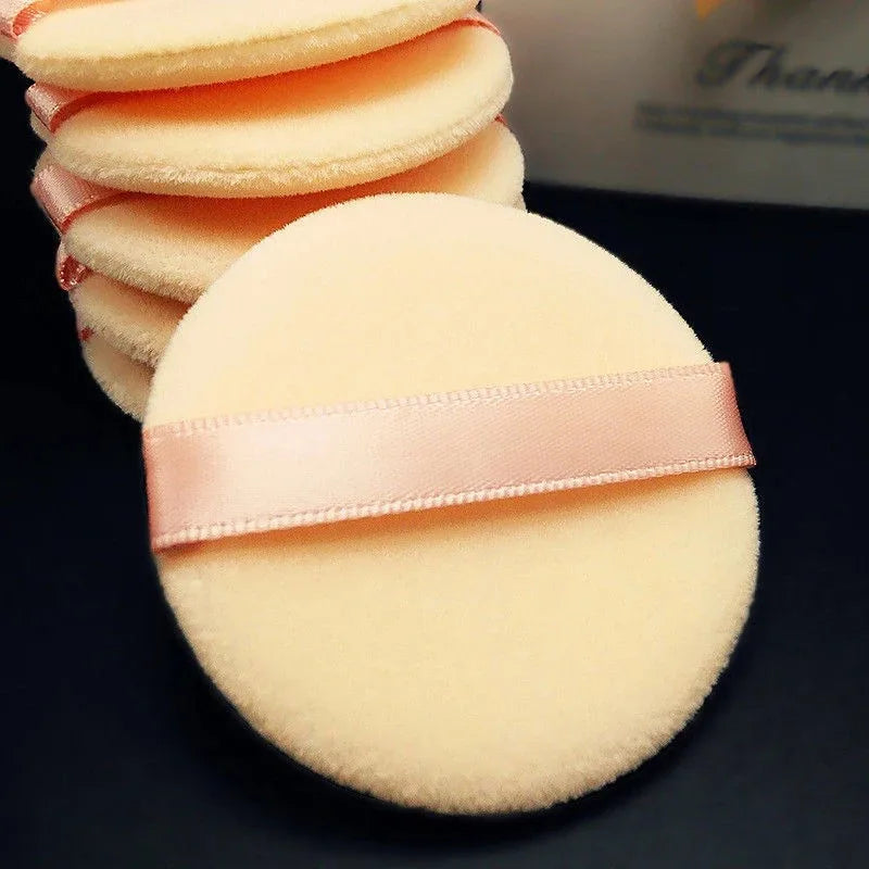 5pcs Round Facial Powder Foundation Puff ,Portable Soft Cosmetic Puff For Makeup Application, Beauty Tool Essential Make Up