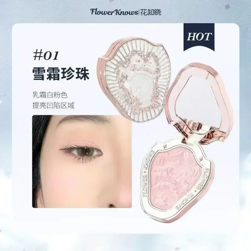 Flower Knows  Embossed Blush Fine Powder Makeup Smooth Long-Lasting Blusher Face Enhancing Makeup Color