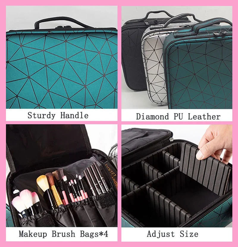 Female Professional Makeup Organizer Travel Beauty Cosmetic Case For Make Up Bag Bolso Mujer Storage Box Nail Tool Suitcase