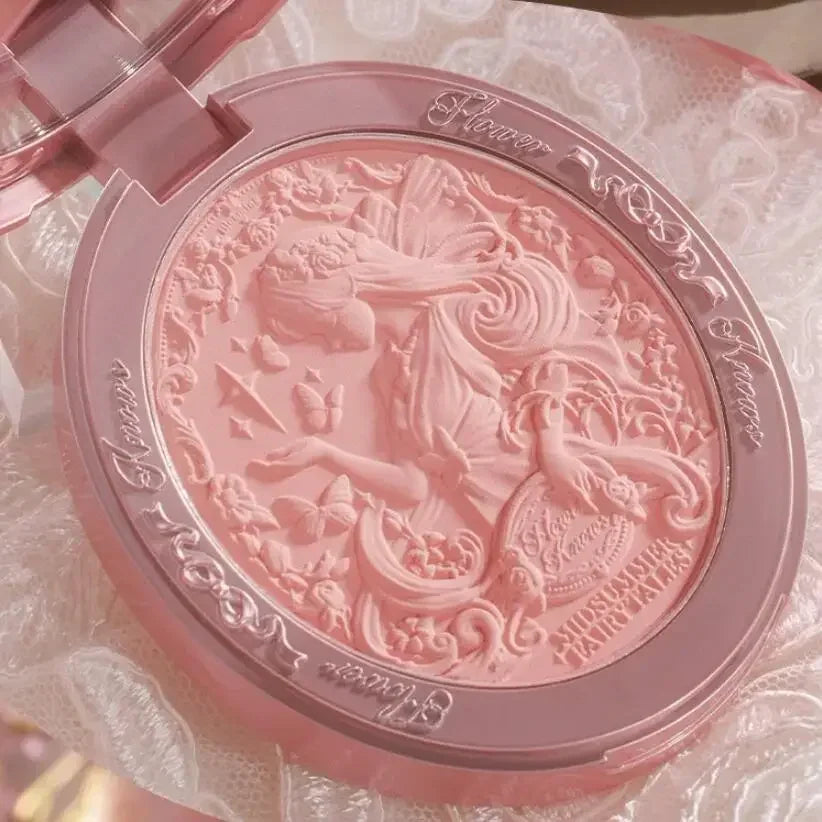 Flower Knows  Embossed Blush Fine Powder Makeup Smooth Long-Lasting Blusher Face Enhancing Makeup Color