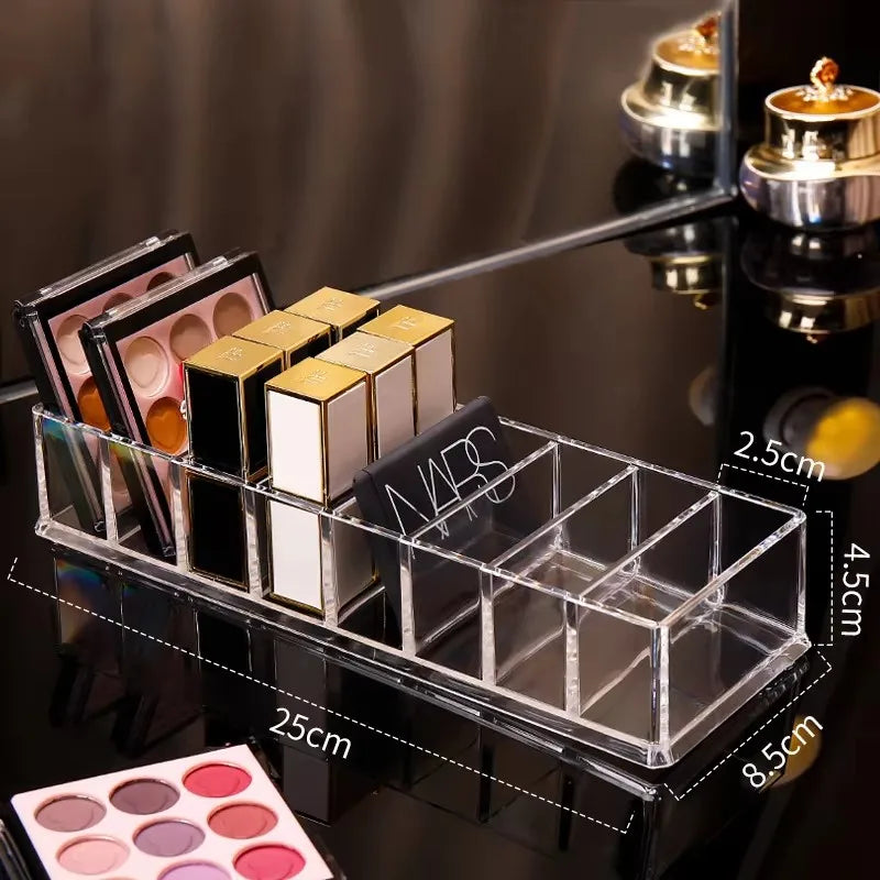 Lipstick Makeup Brush Case,transparent Acrylic Cosmetics Box Make Up Organizer Bucket,desk Pen Holder Jewelry Makeup Storage Box