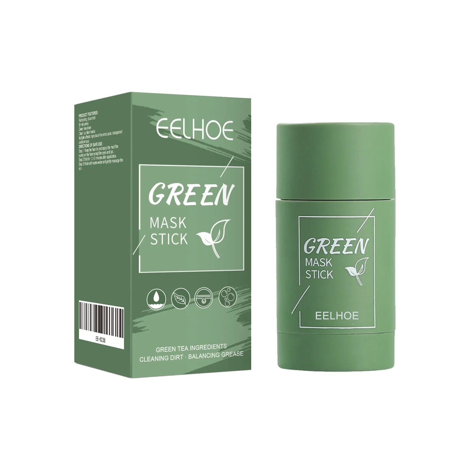 Green tea solid mask deep cleansing hydrating mask stick shrinks pores smearable mud mask stick deep moisturizing tender skin