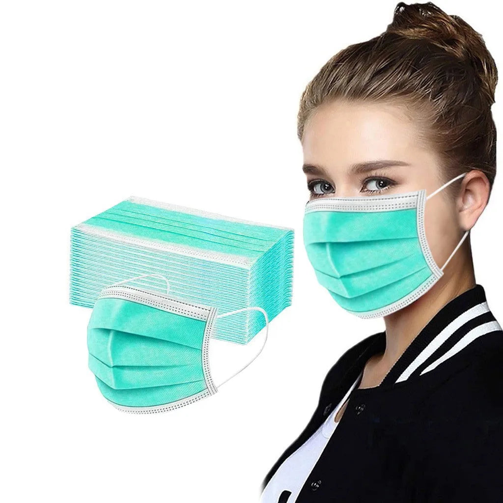 50pcs Women Man Solid Disposable Face Mask 3ply Ear Loop Anti-Pm2.5 Mask Fan Purple Disposable Mask Dustproof And Aesthetically