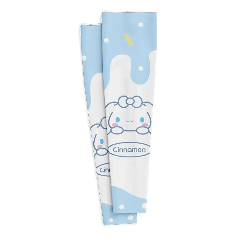 Sanrio Anime Hello Kitty 1Pair Kids Arm Sleeves Sun Protection Cooling UV Protection Sleeves Anti-Slip Ice Silk Arm Covers Gift
