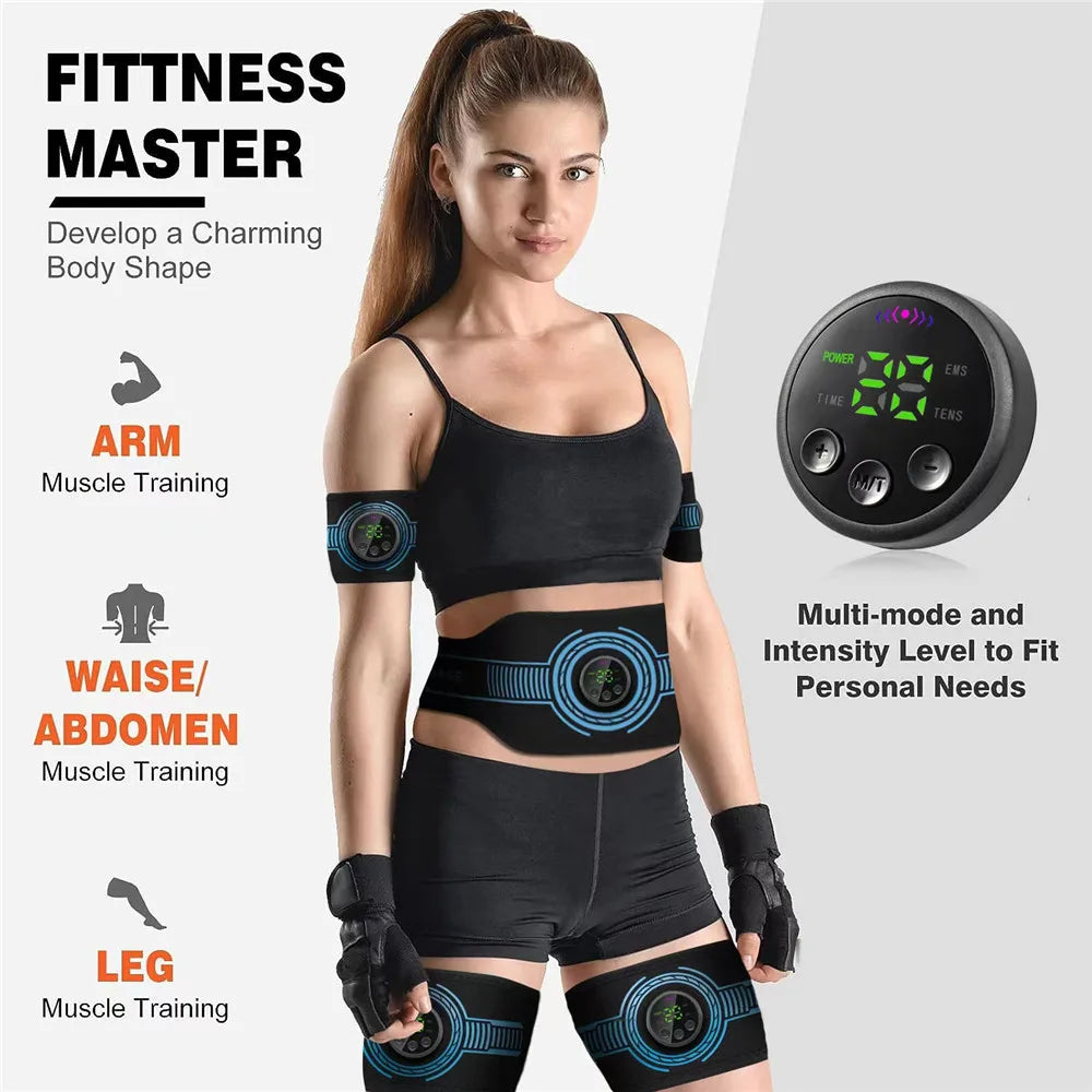 EMS Abdominal Toning Belt Abs Muscle Trainer USB ReCharge Muscle Toner Body Waist Belly Massager Weight Loss Fitness Equiment