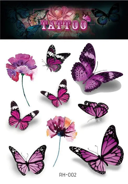Purple Fairy Butterfly Tattoo Stickers Waterproof Eyes Face Stickers Glitters Body Art Fake Tattoos Dance Music Festival Make Up