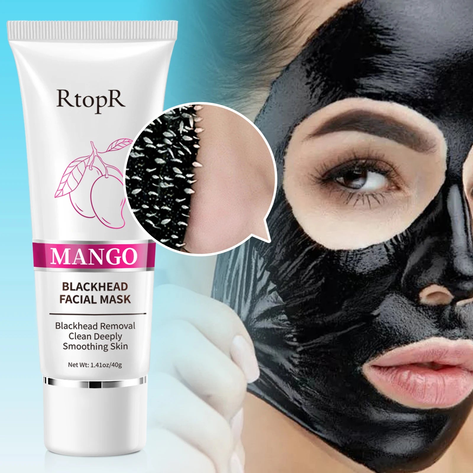 RtopR Mango Blackhead Remover Nose Pack Facial Cleansing Shrink Firming Pore AcneSkin Care Treatment Strip Mask Whitening Cream