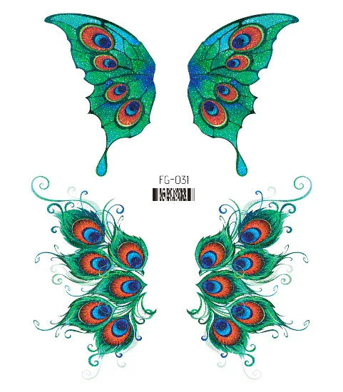 Purple Fairy Butterfly Tattoo Stickers Waterproof Eyes Face Stickers Glitters Body Art Fake Tattoos Dance Music Festival Make Up
