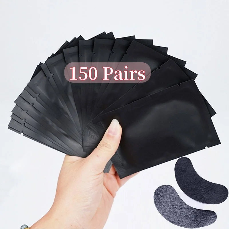 150 pairs Padding UV Black Patches For Eyelash Extension Eye Gel Pads Hydrogel Isolate UV rays Paper Stickers Wraps Makeup Tools