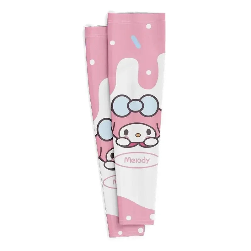 Sanrio Anime Hello Kitty 1Pair Kids Arm Sleeves Sun Protection Cooling UV Protection Sleeves Anti-Slip Ice Silk Arm Covers Gift