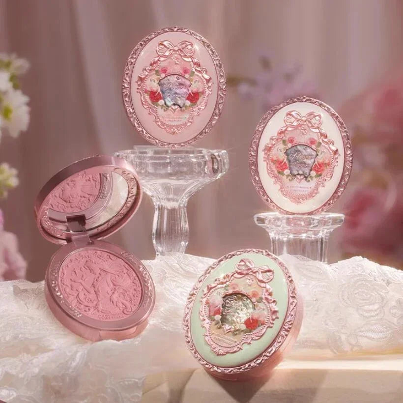 Flower Knows  Embossed Blush Fine Powder Makeup Smooth Long-Lasting Blusher Face Enhancing Makeup Color