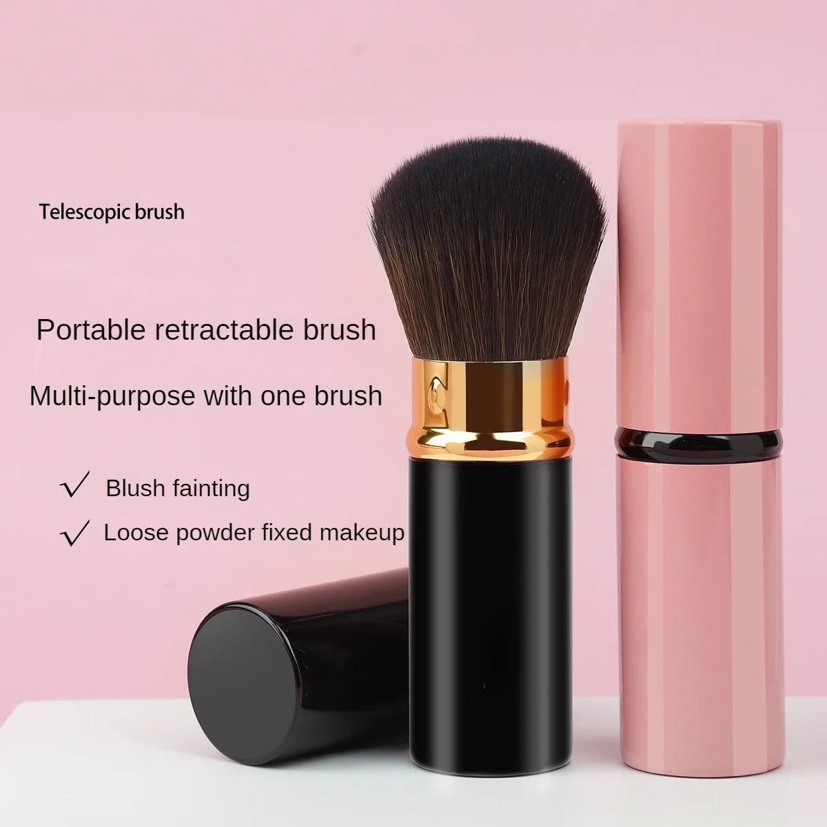 1 Pcs Retractable Makeup Brushes Powder Foundation Blending Blush Brush Make Up Cosmetics Brushes Female Metal Handle Brush