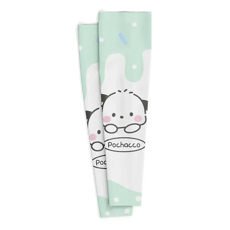 Sanrio Anime Hello Kitty 1Pair Kids Arm Sleeves Sun Protection Cooling UV Protection Sleeves Anti-Slip Ice Silk Arm Covers Gift