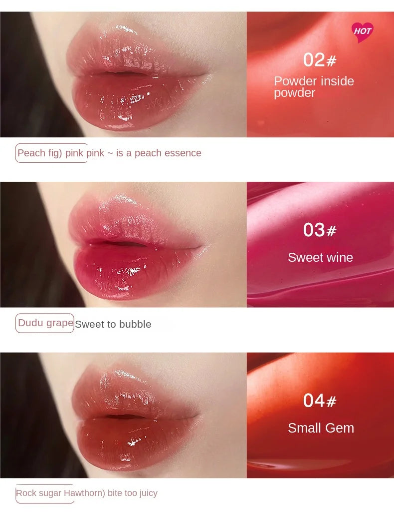 FLORTTE Glow Lip Glaze First Kiss Dew Vitamin Long-Lasting Lip Gloss Lipstick Make Up Mirror Lipgloss