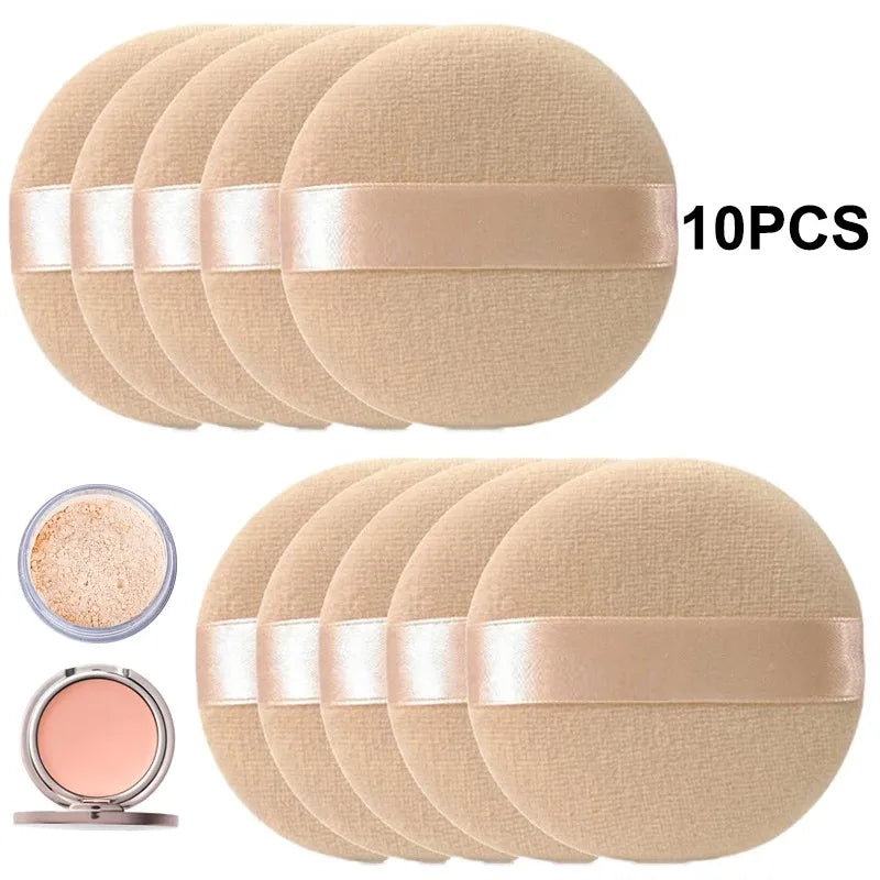 5pcs Round Facial Powder Foundation Puff ,Portable Soft Cosmetic Puff For Makeup Application, Beauty Tool Essential Make Up