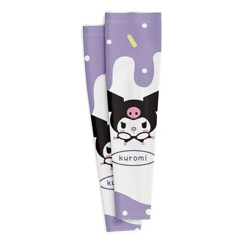 Sanrio Anime Hello Kitty 1Pair Kids Arm Sleeves Sun Protection Cooling UV Protection Sleeves Anti-Slip Ice Silk Arm Covers Gift