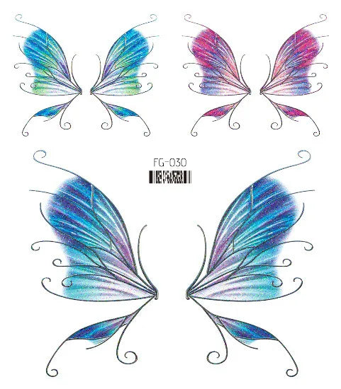 Purple Fairy Butterfly Tattoo Stickers Waterproof Eyes Face Stickers Glitters Body Art Fake Tattoos Dance Music Festival Make Up